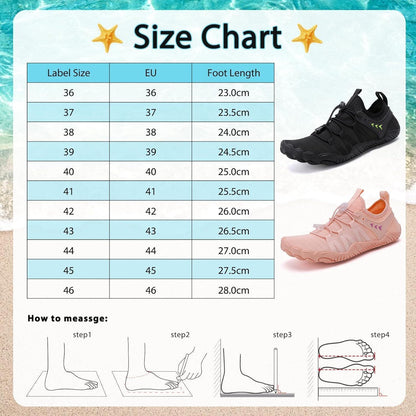 Aqua Schuhe Damen Herren Schnelltrocknend mit Drainagelöchern Schwarz
