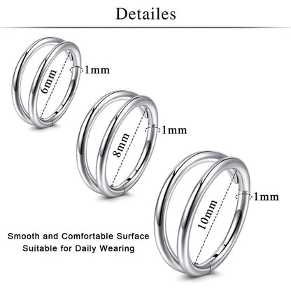 Nasenring Clicker 16G 18G 8mm Silber 2 Stück Chirurgenstahl