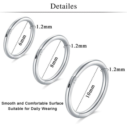 Nasenring Clicker 16G 18G 8mm Silber 2 Stück Chirurgenstahl