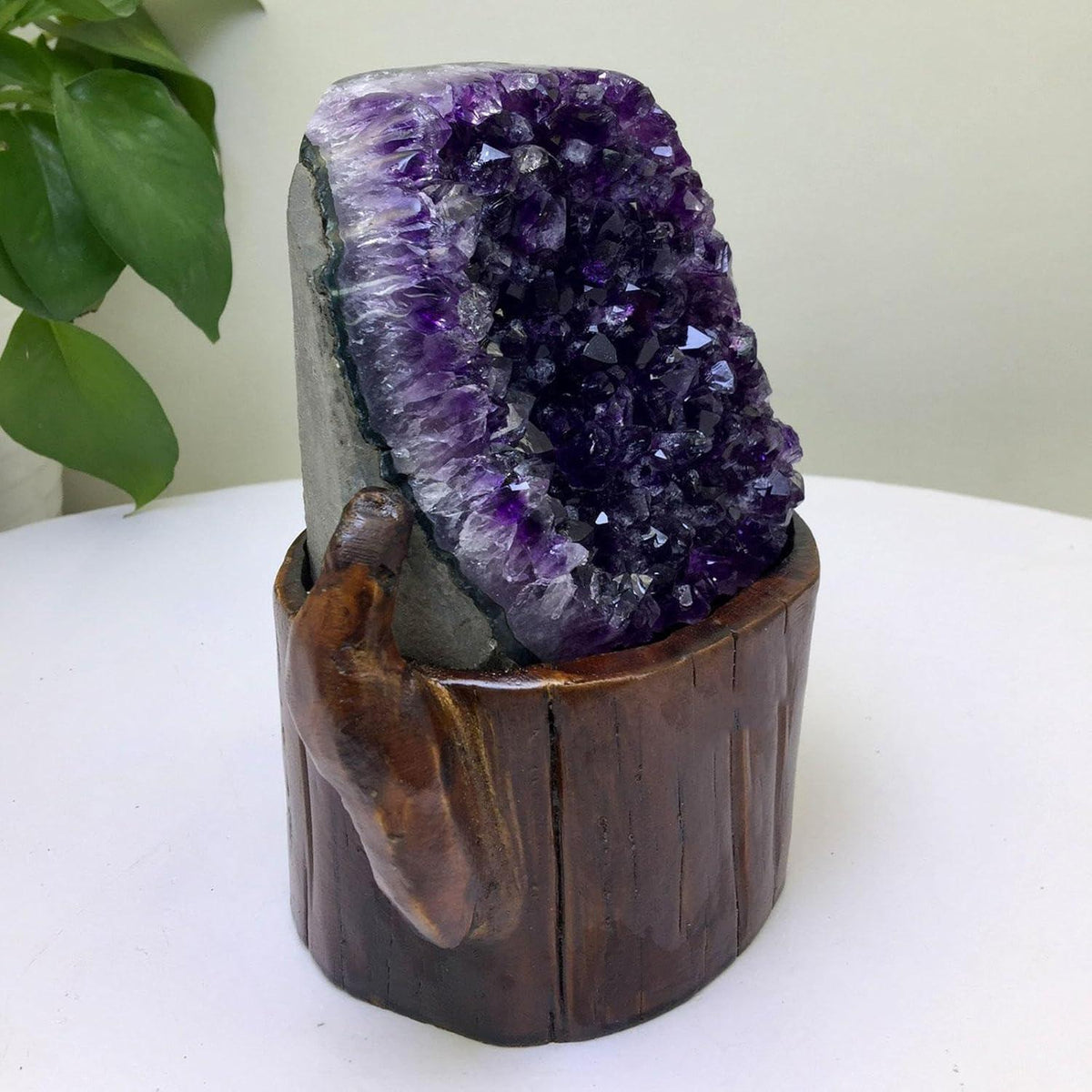 Natürliche Amethyst Kristall Cluster Geode Dekor 3.53lbs
