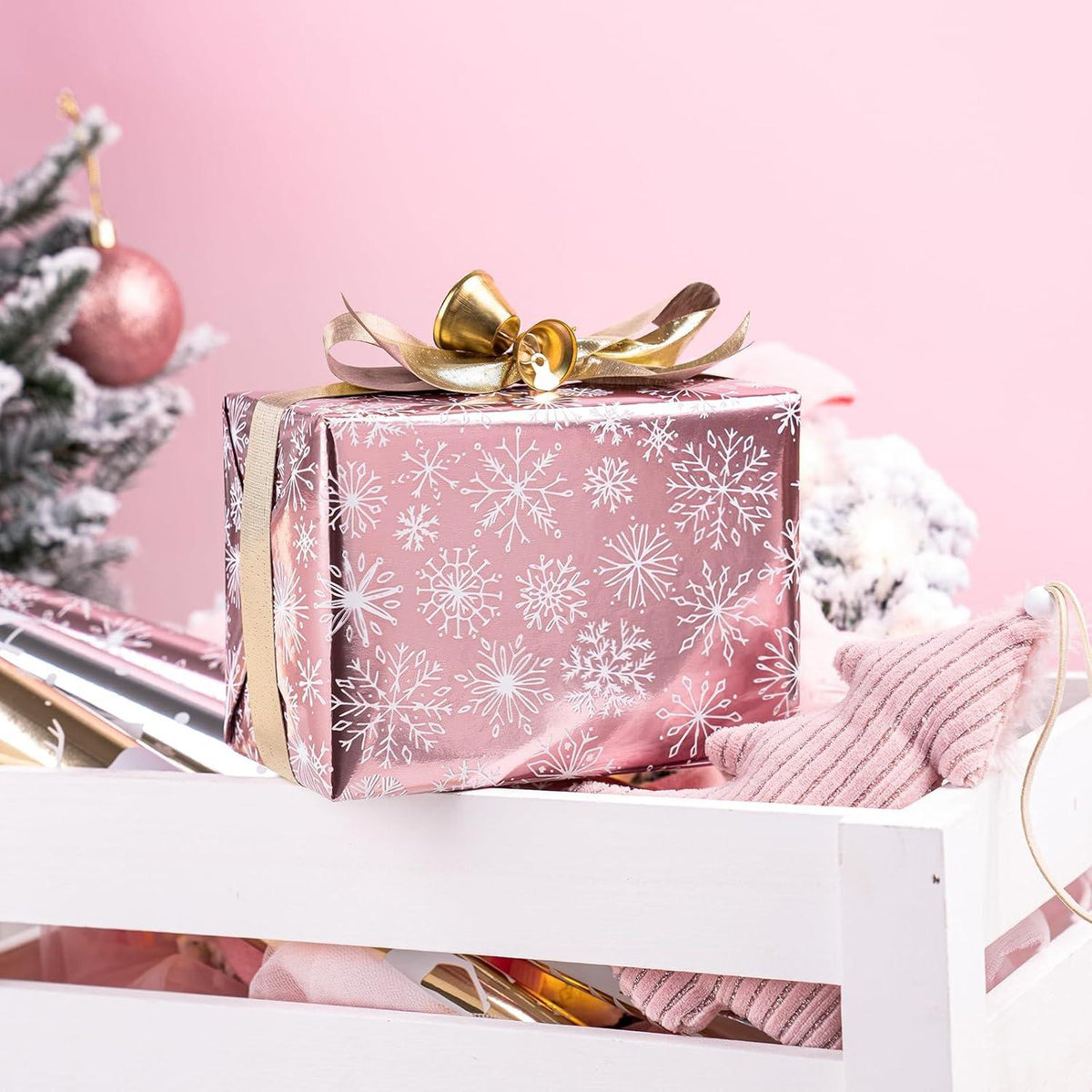 Weihnachts-Geschenkpapierrolle Mini-Rolle 3 Rollen 43,2x305 cm Rentier