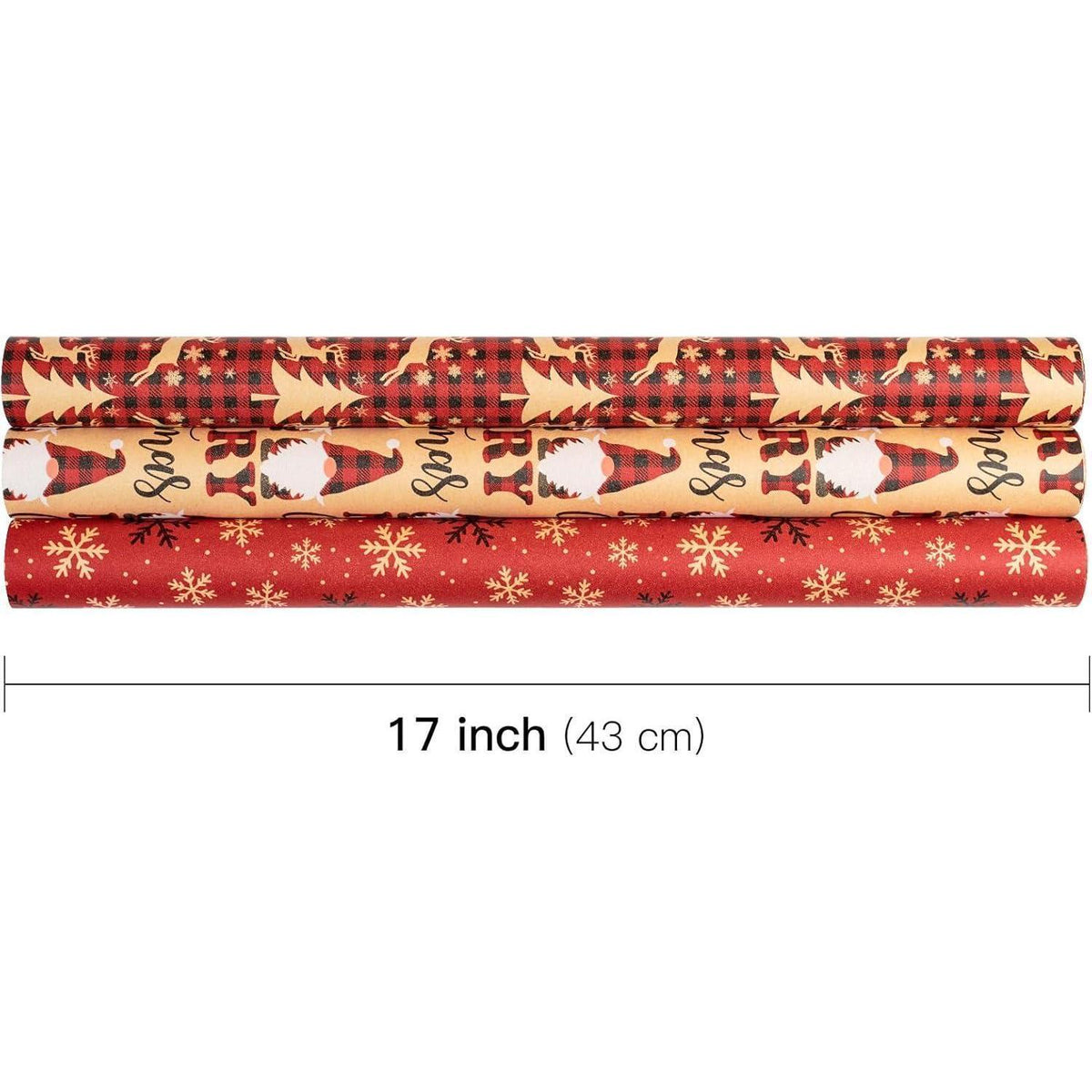 Weihnachts Geschenkpapier Rollen – 3er Set mit Motiven