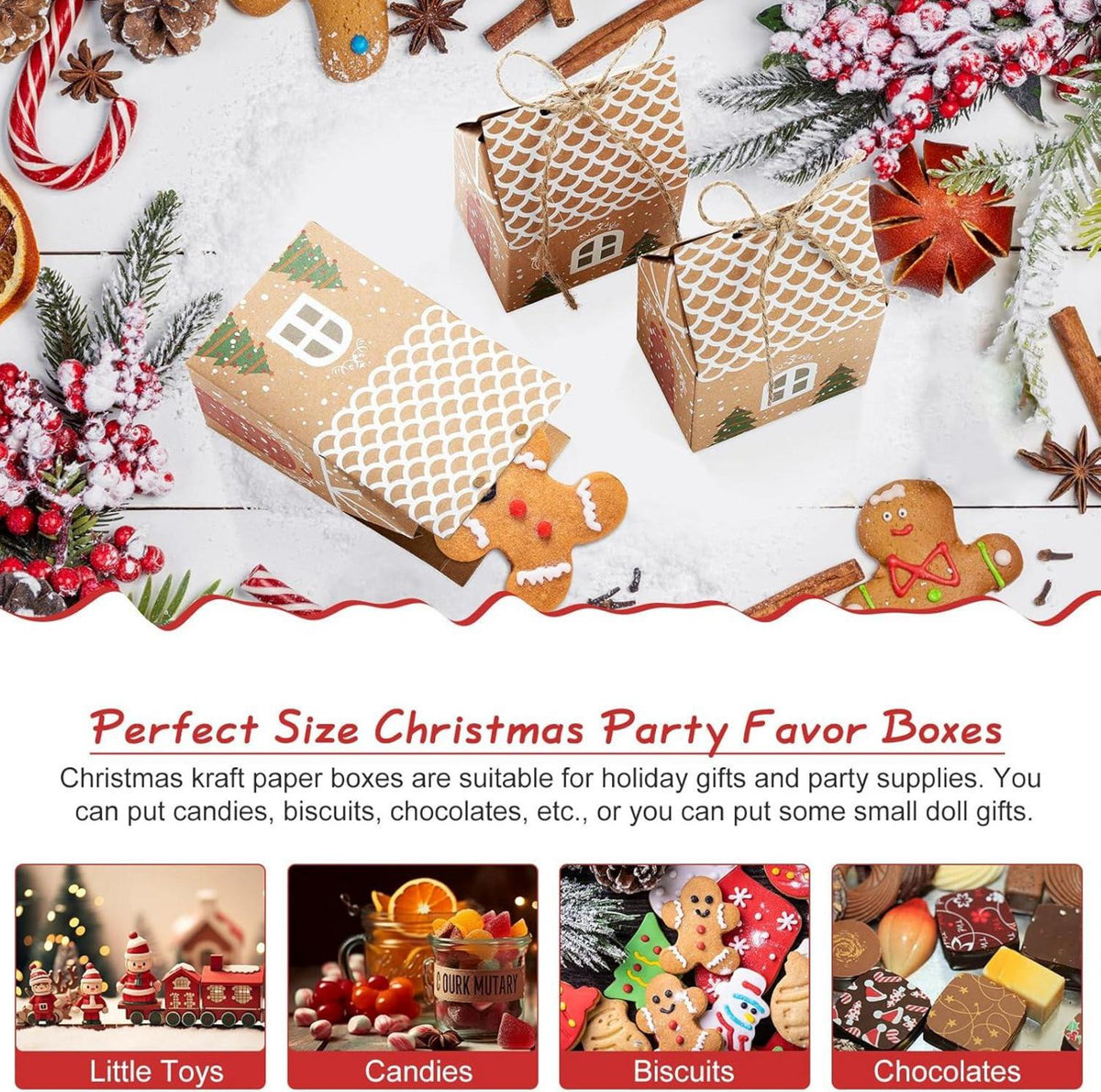 TsunNee Weihnachten Kraftpapier Süßigkeitskästen 30er Pack