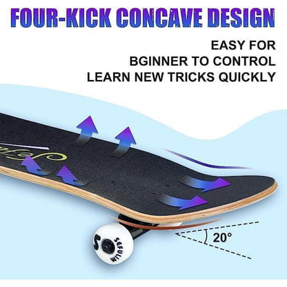Skateboard 78,9 cm 7-lagig Kanadischer Ahorn Doppel-Kick-Deck