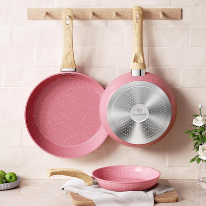 20cm Antihaft Bratpfanne Rosa Granit Beschichtet Induktion PFOA-frei