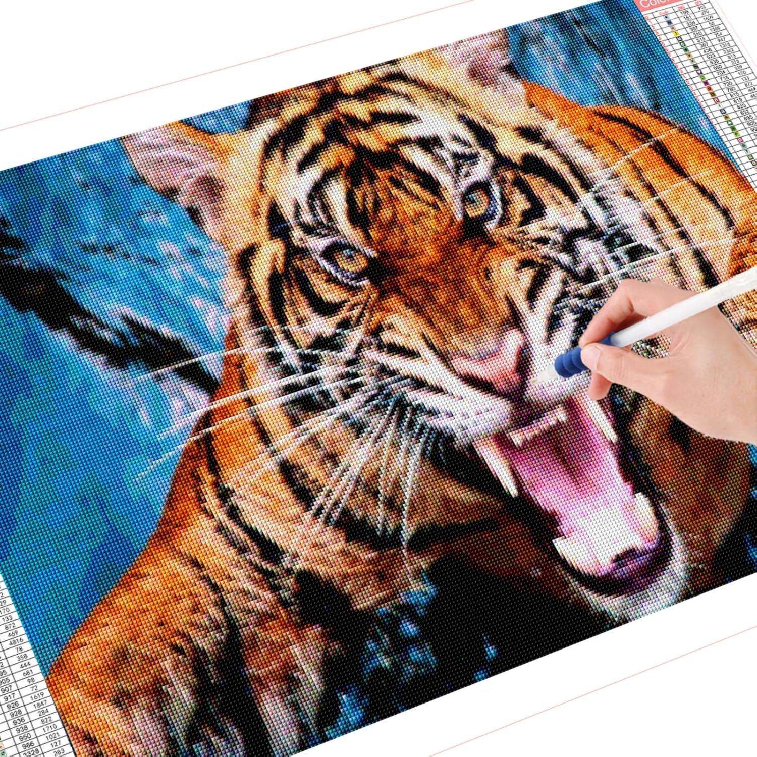 5D Diamant Malerei Tiger Brüllen Groß Set 180x70 cm DIY Wanddeko