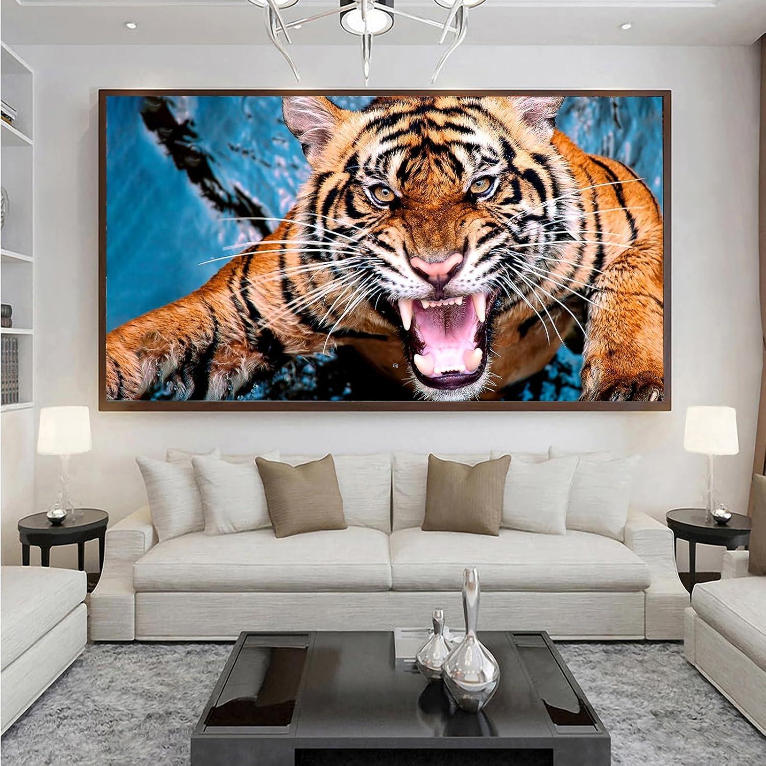 5D Diamond Painting Set Tiger Brüllen Groß Wanddekoration