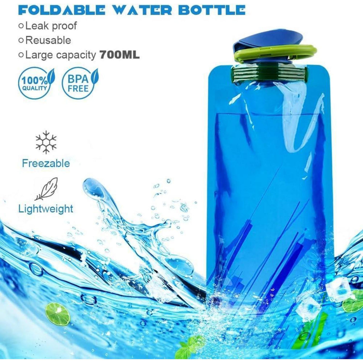 Faltbare Trinkflasche 700ml, BPA-frei, 4er Set