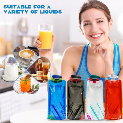 Faltbare Trinkflasche 700ml, BPA-frei, 4er Set