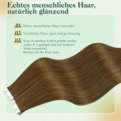 Braune Tape-in Haarverlängerung Echthaar 55cm #4