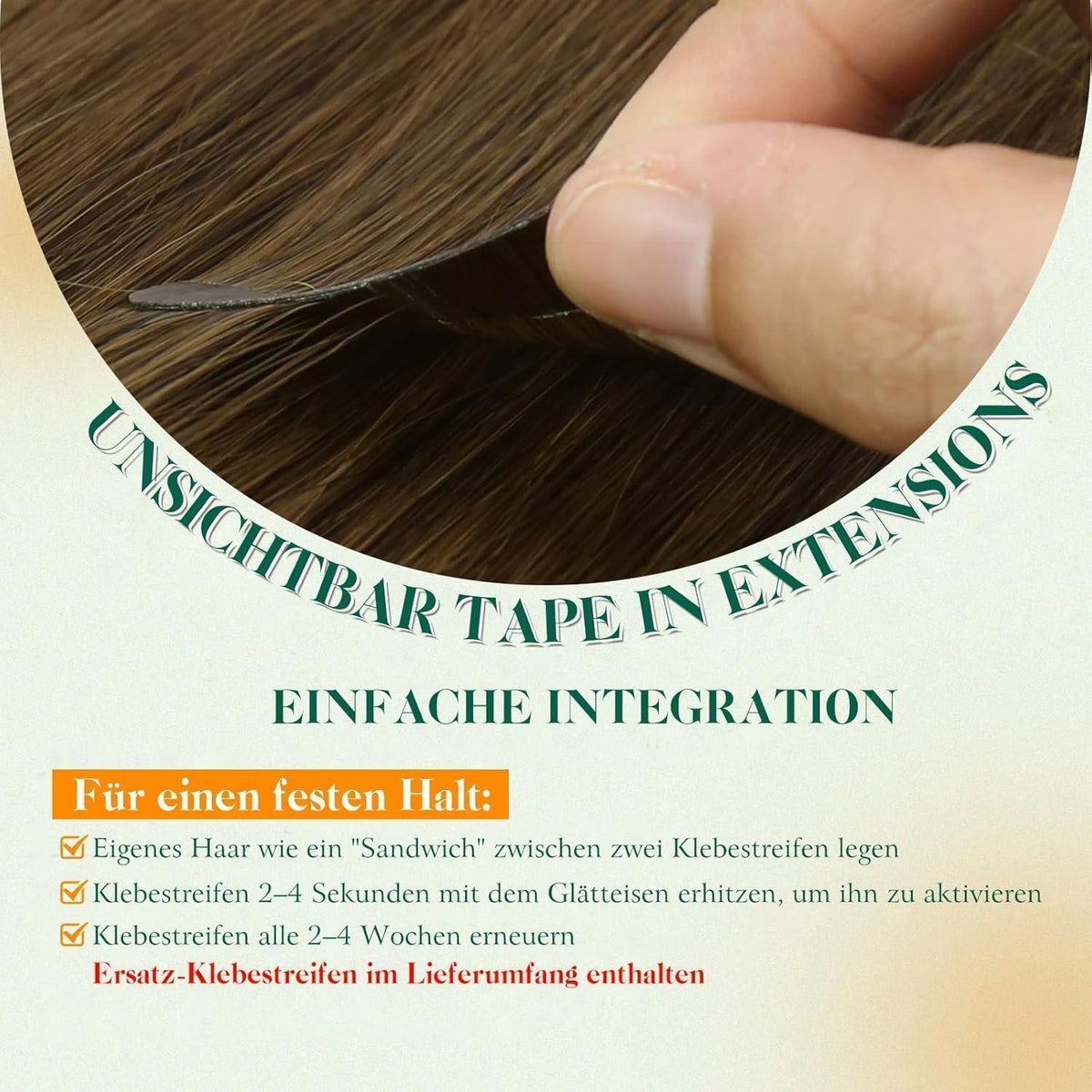Braune Tape-in Haarverlängerung Echthaar 55cm #4