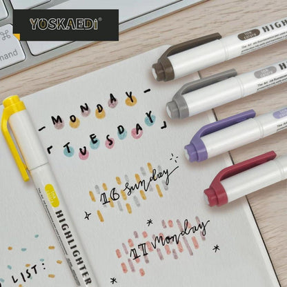 25 YOSKAEDI Textmarker Marker Set | Pastell Highlighters Zweispitzig | Büro Schulbedarf