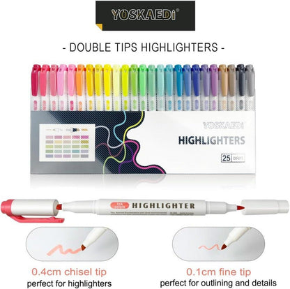 25 pastell textmarker marker set mit zwei Spitzen für Schule und Büro
