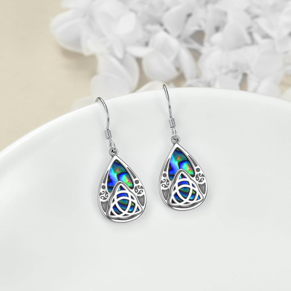 Keltische Knoten Ohrringe Sterling Silber mit Abalone Muschel