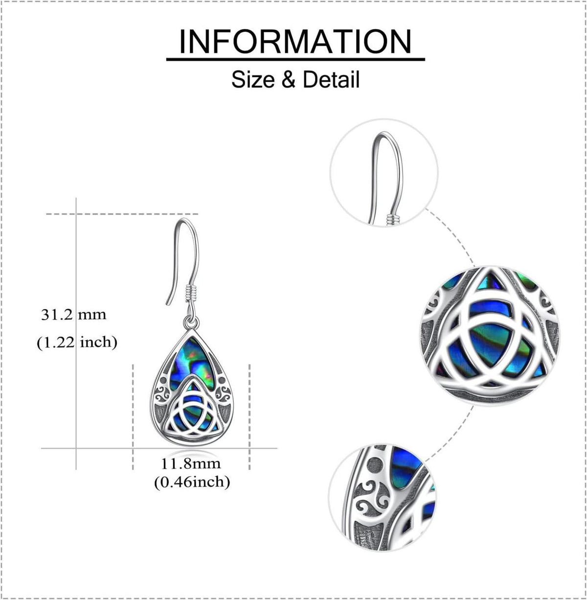 Keltische Knoten Ohrringe Abalone Muschel Sterling Silber