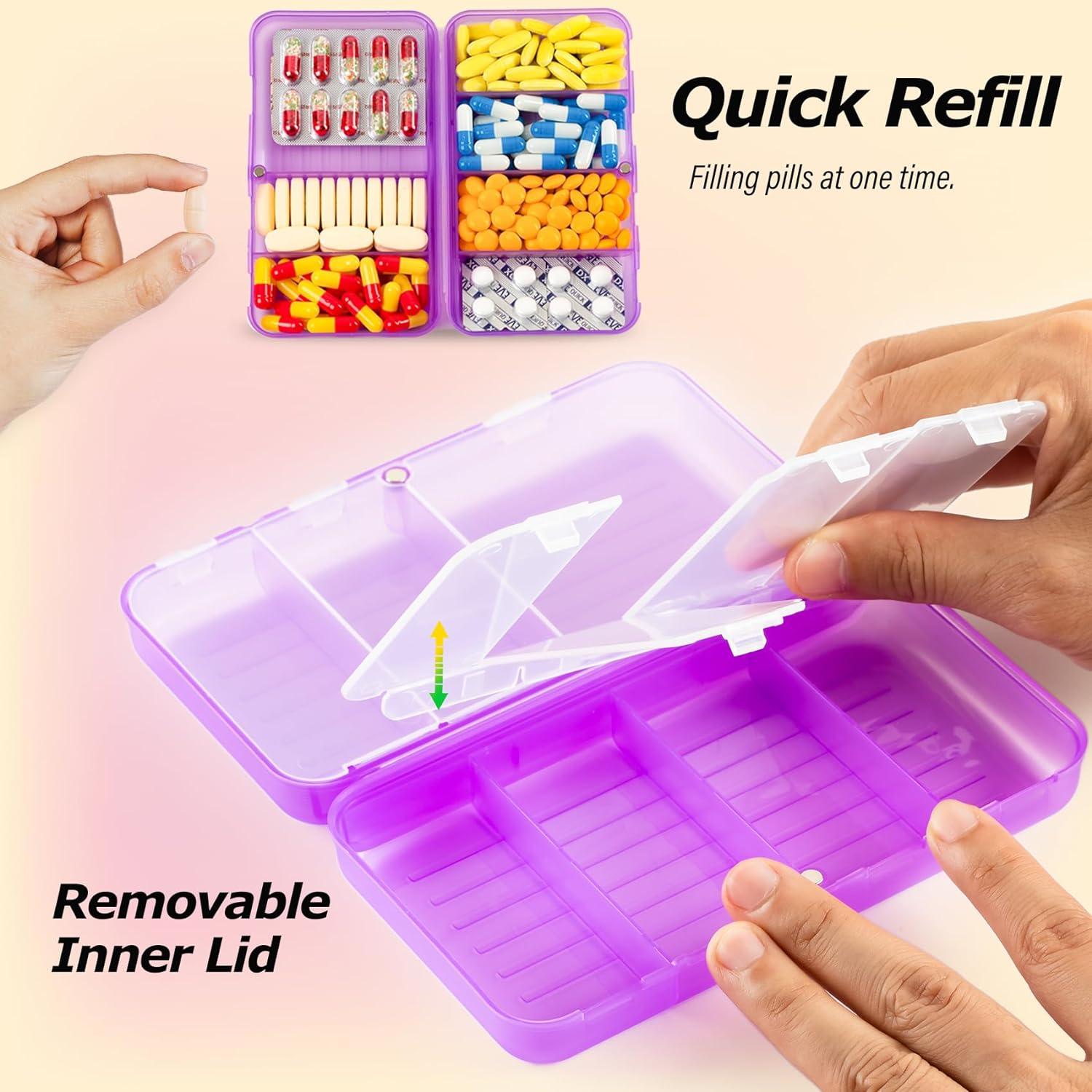 Reise-Pillen-Organizer 7 Fächer tragbare Pillendose Vitamin-Organizer Magnetisch
