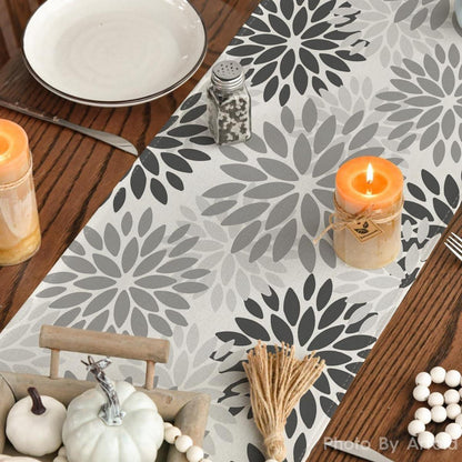 Tischläufer Blumen Grau Dahlie Herbst 40x100 cm