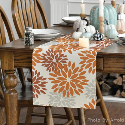 Tischläufer Blumen Orange Dahlie Herbst 40x140 cm
