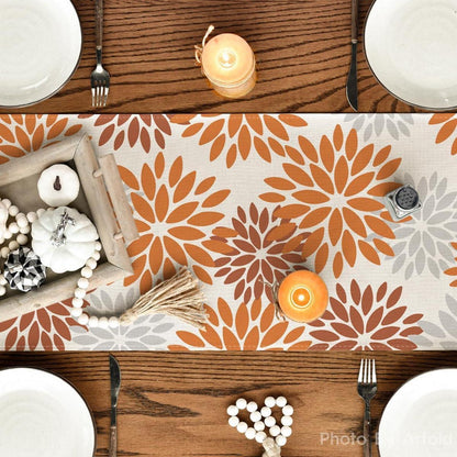 Tischläufer Blumen Orange Dahlie Herbst 40x140 cm