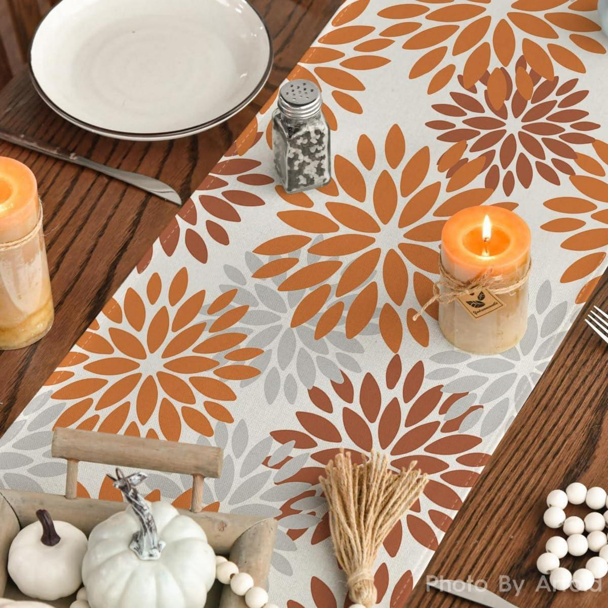 Tischläufer Blumen Orange Dahlie Herbst 40x140 cm