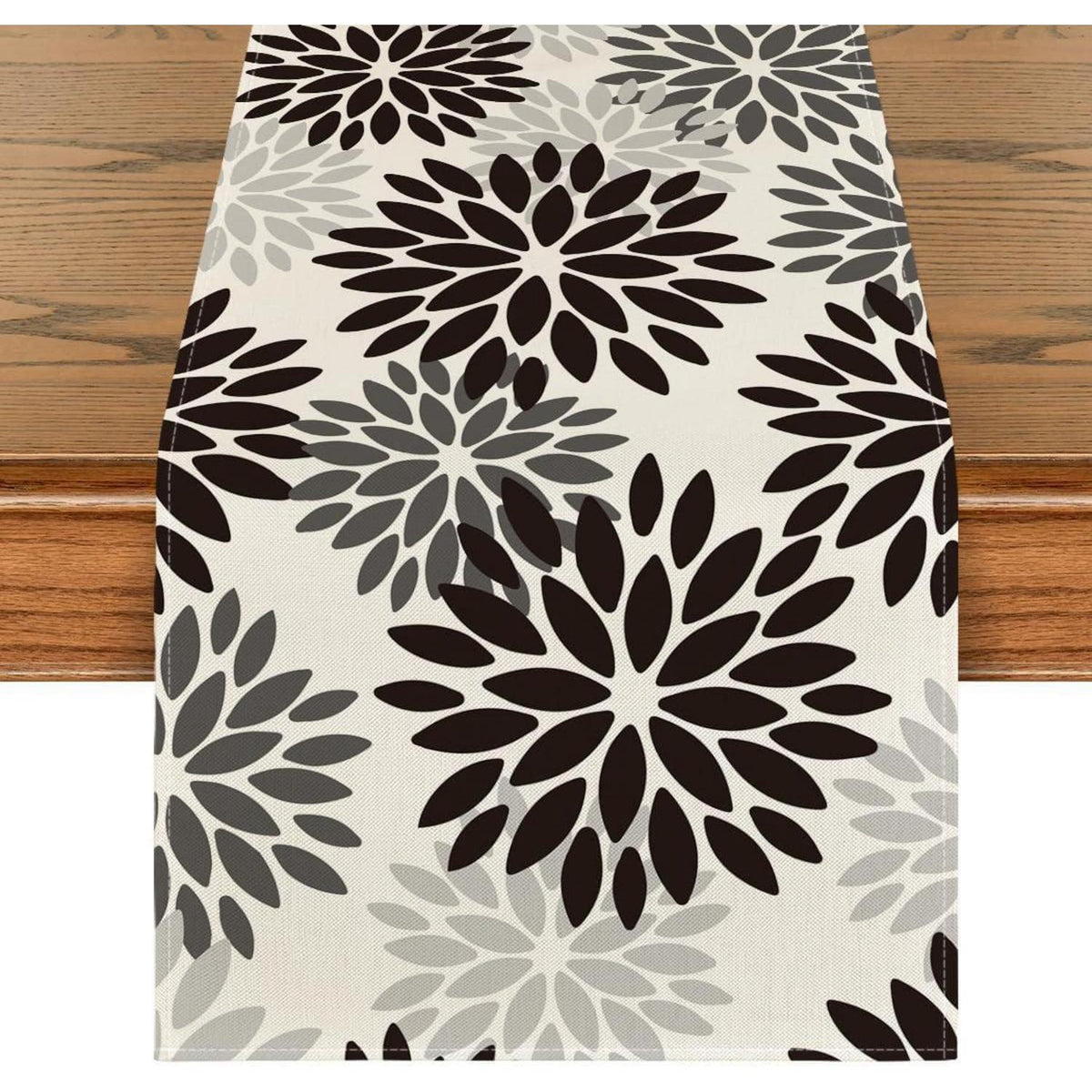 Tischläufer Schwarz Dahlien Halloween Herbst 40x180 cm