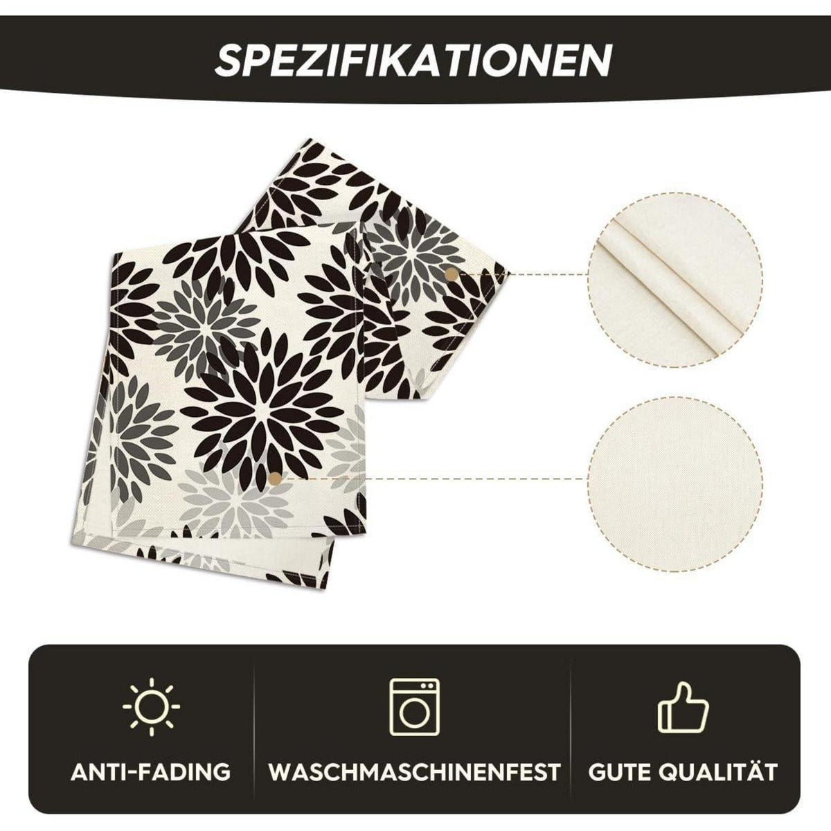 Tischläufer Schwarz Dahlien Halloween Herbst 40x180 cm