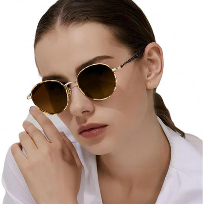 Vintage Runde Damen Sonnenbrille Polarisiert UV400 mit Etui