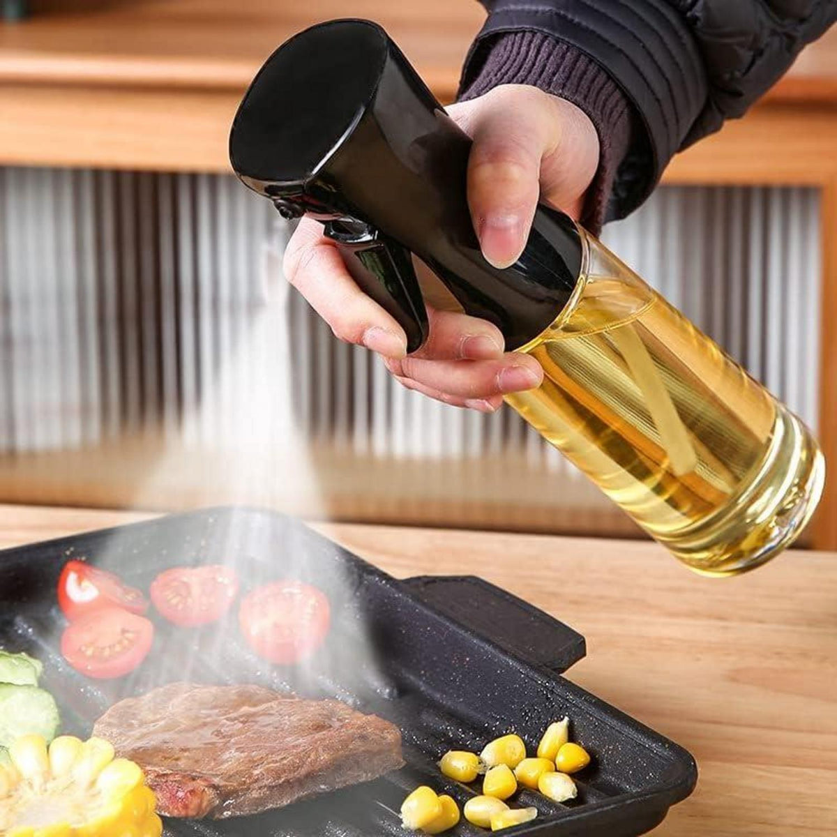 Öl Sprüher Glas 300 ml - Zerstäuber Sprühflasche für Küche BBQ Kochen