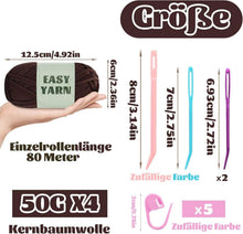 Dunkelbraunes Baumwoll-Nylon Häkelgarn Set, Anfängergarn mit