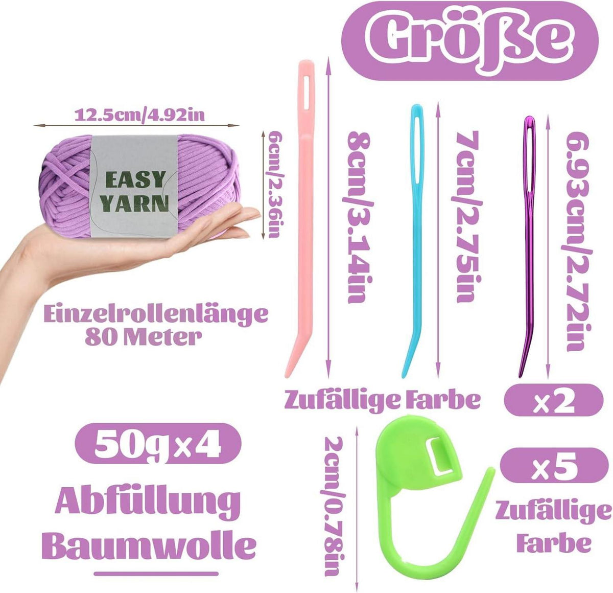 4er Pack Helles Lila Baumwoll-Nylon-Mischgarn 200g - Häkel- und