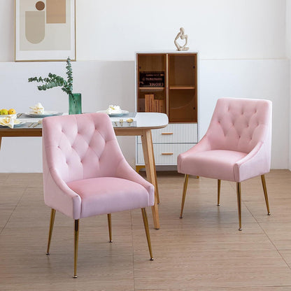 Samt Esszimmerstühle 2er Set – Modern & Rosa