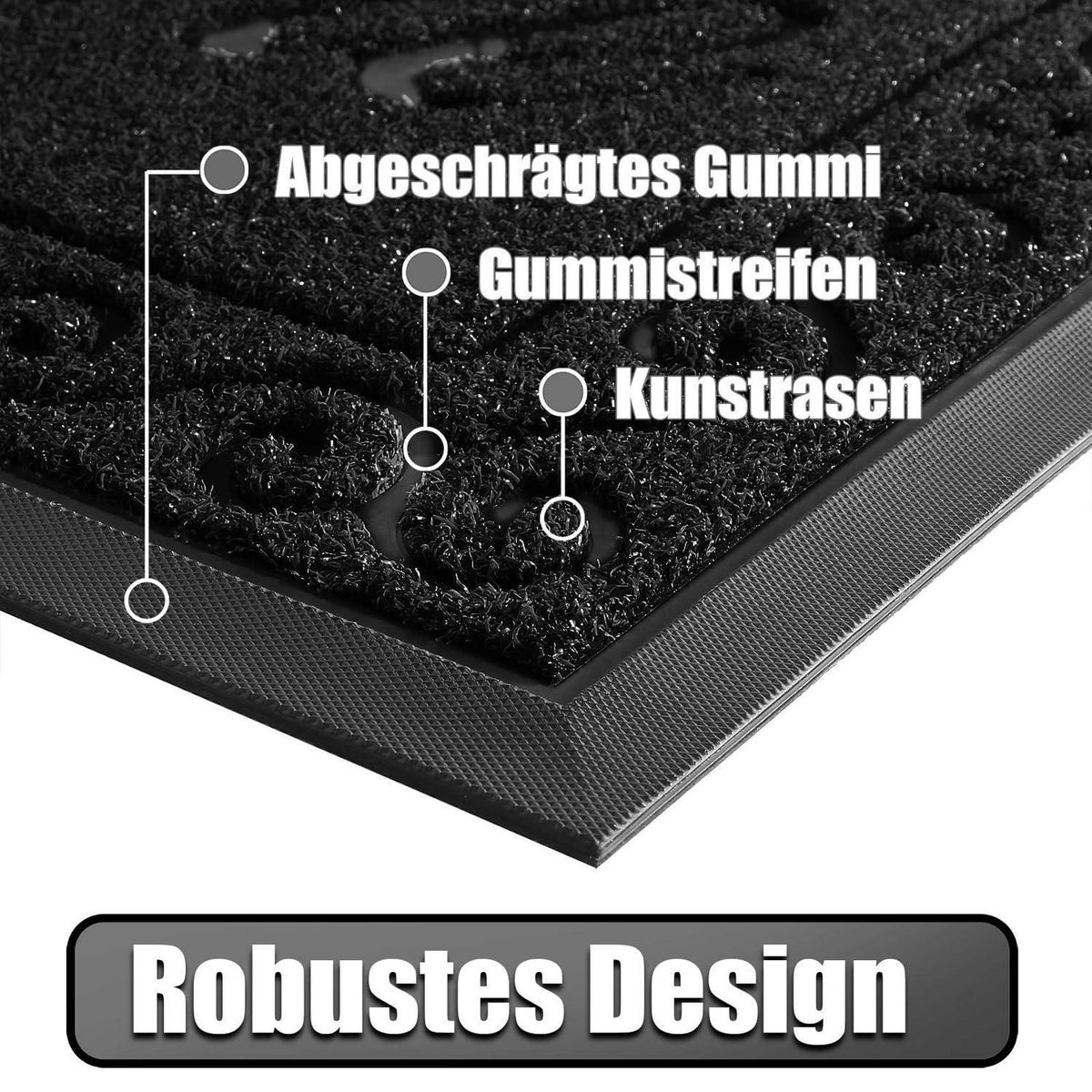 Fußmatte Outdoor rutschfest, 75x43 cm, Waschbar & Schmutzfang