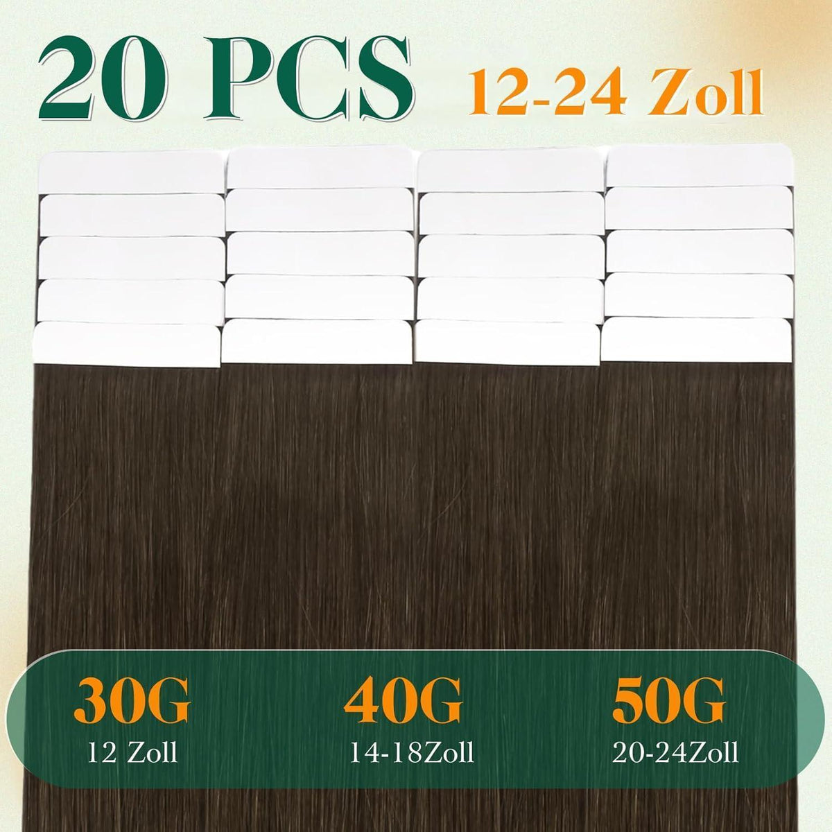 Echthaar Tape Extensions Braun 60cm – Natürliche Verlängerung