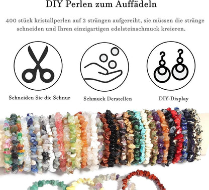 Perlen Set 400pcs Chakra Kristalle DIY Schmuck Basteln 5-8mm