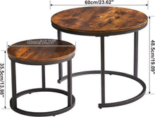 Runder Couchtisch Set Vintagebraun-Schwarz, 2