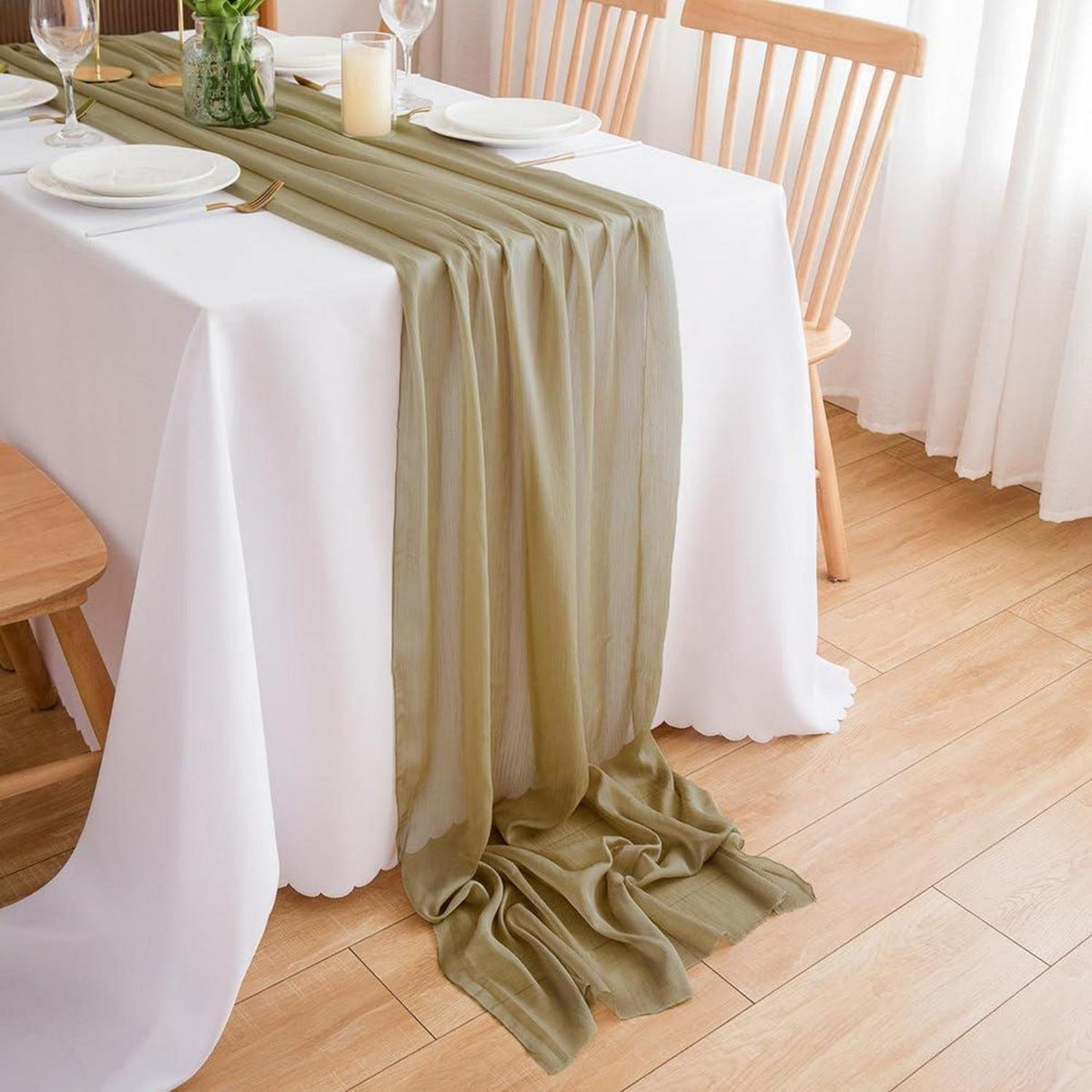 Chiffon Tischläufer 70x300cm – Hochzeit & Feier Deko
