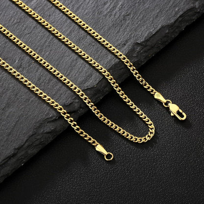 KRKC&CO Herren Panzerkette 3mm Gold Cuban Link Chain Diamantschliff 45.7cm