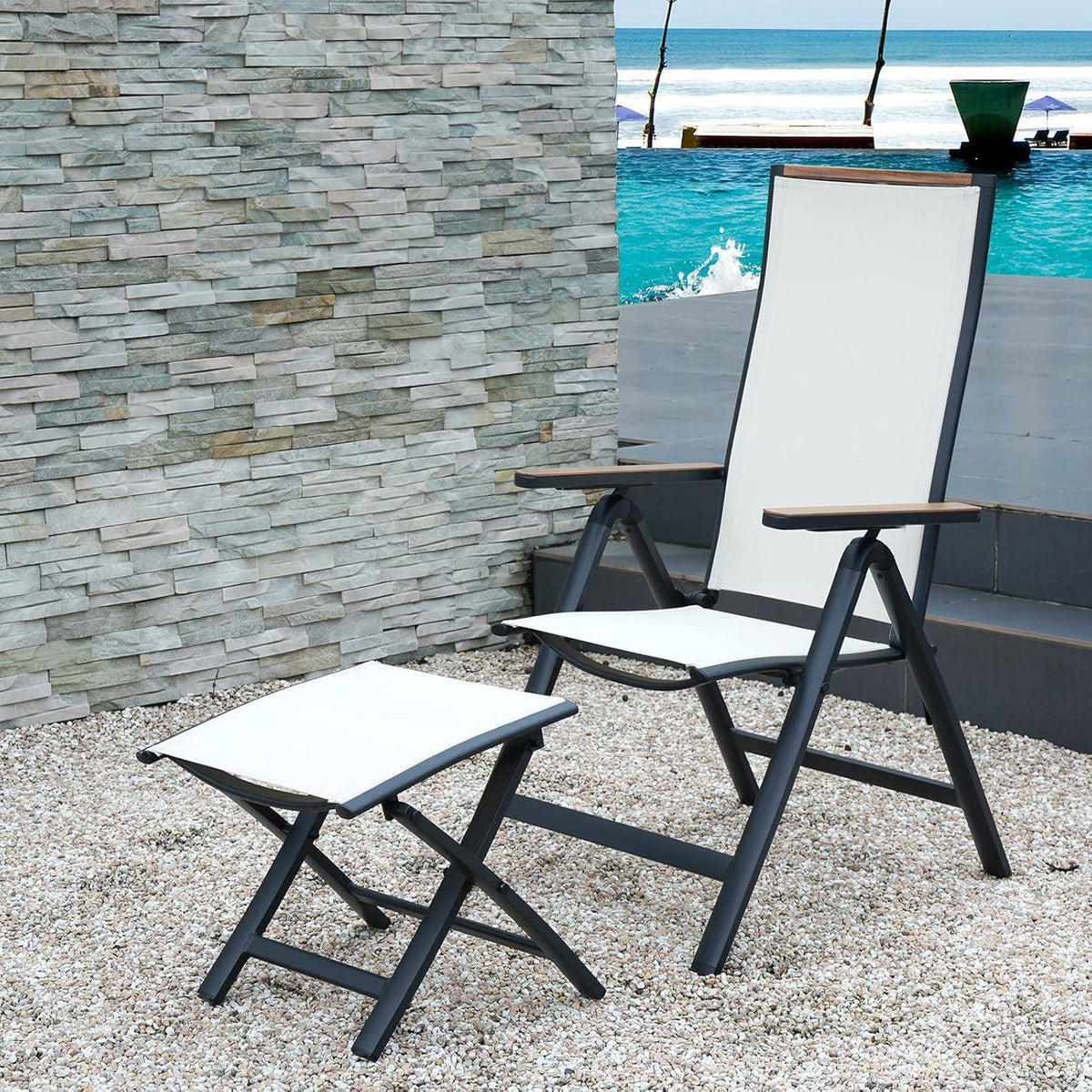 Grand patio Gartenstuhl Klappbar 2 er Aluminium Hochlehner