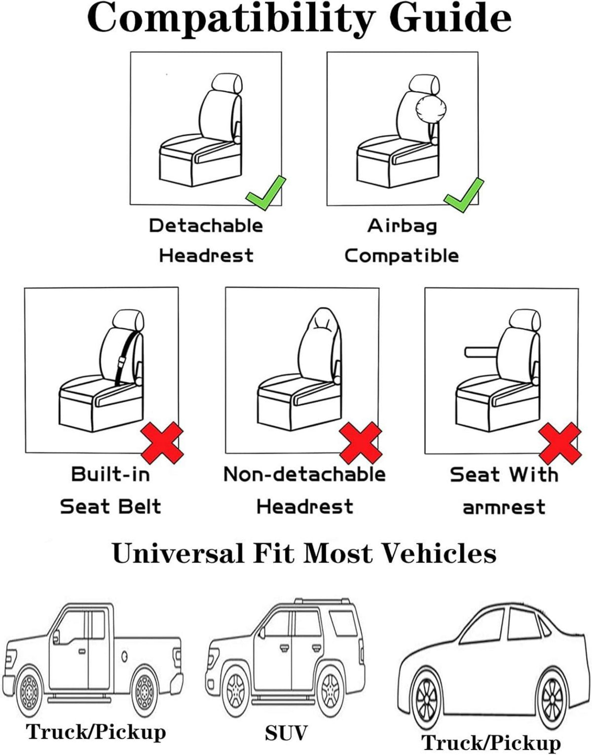 Universal Autositzbezüge Leder atmungsaktive Eisseide Set für Auto SUV