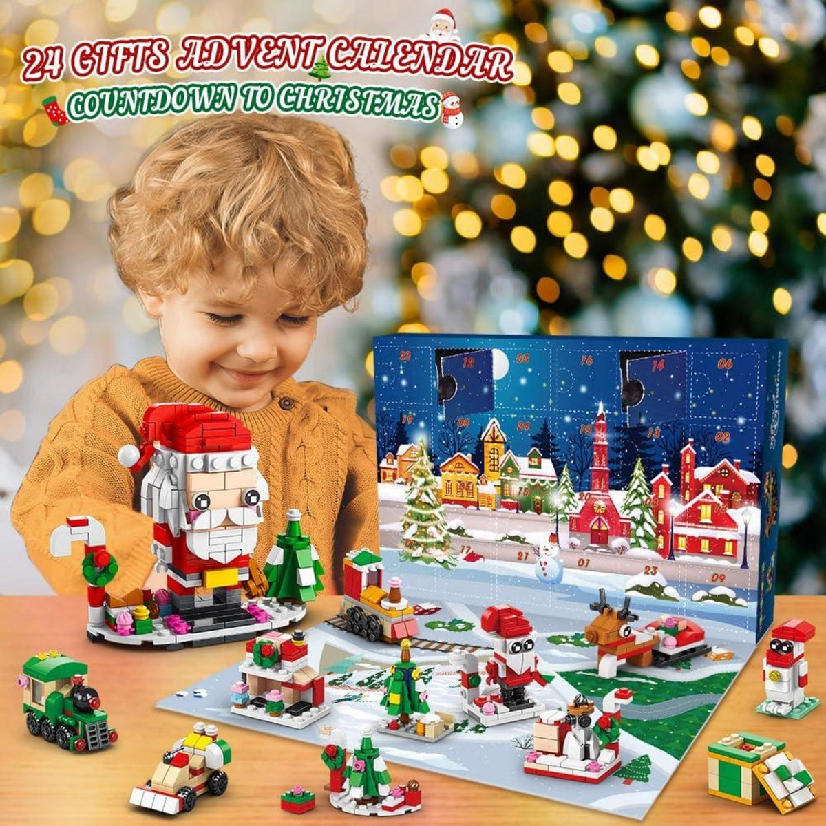 Weihnachts-Adventskalender-Bausatz 2024 für Kinder, 24