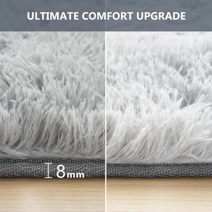 Hochflor Shaggy Teppich 120x170cm Hellgrau für Wohnzimmer