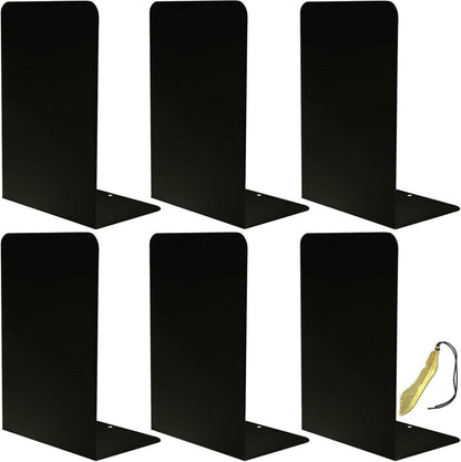 Metall Buchstütze, 3 Paare Schwarz, rutschfeste L-Form, robust