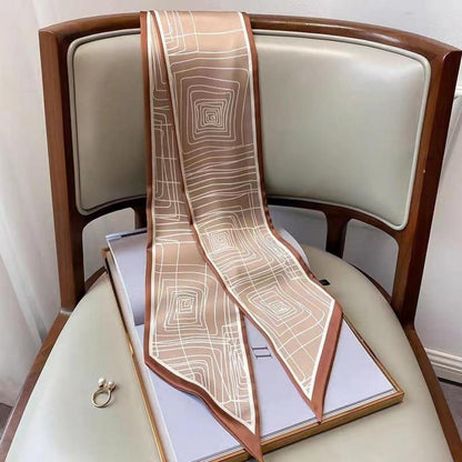 Seidenschal 148cm Light Coffee – Vielseitig als Krawatte, Kopf- oder Schulterschal