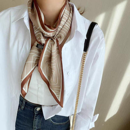 Seidenschal 148cm Light Coffee – Vielseitig als Krawatte, Kopf- oder Schulterschal
