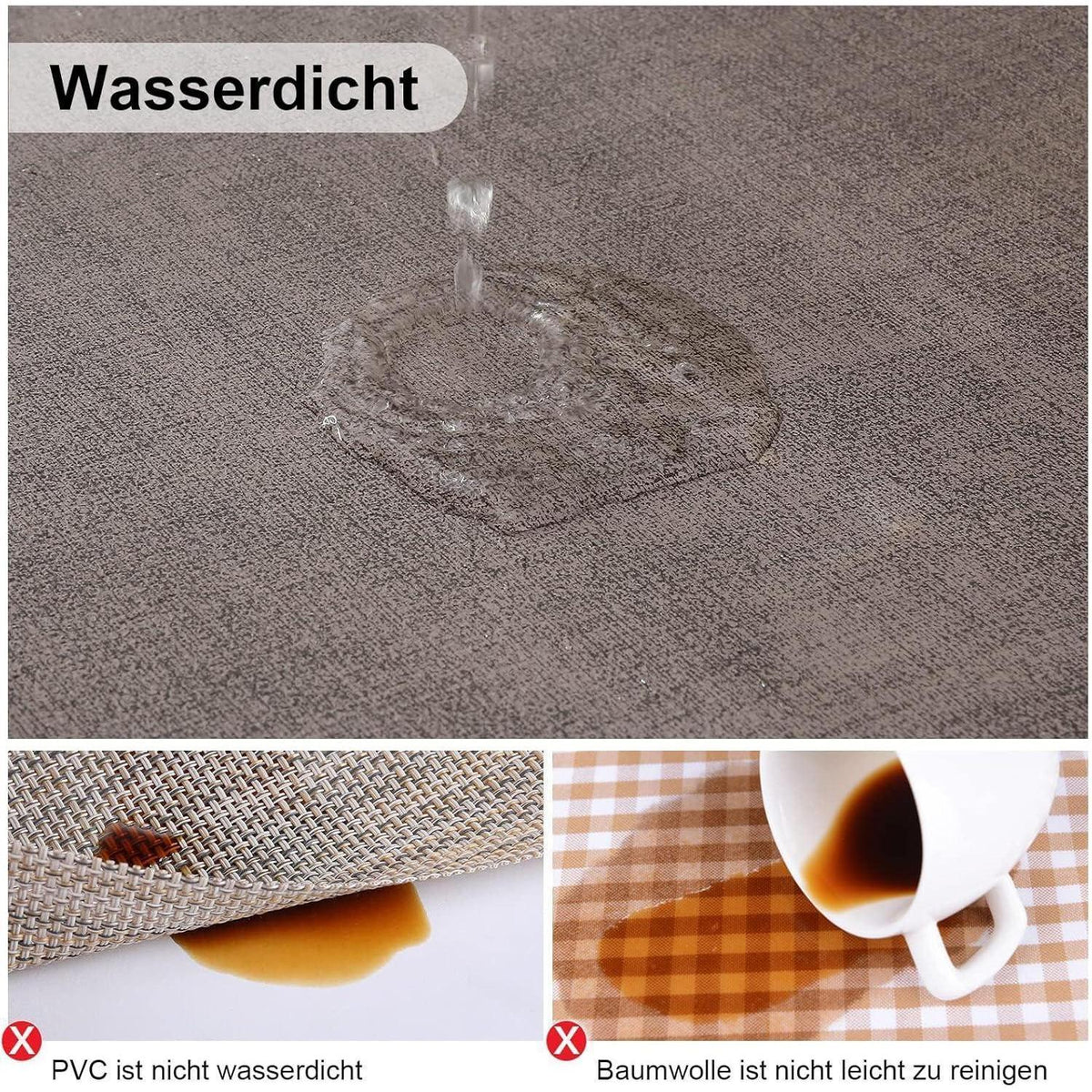Abwaschbare Tischsets 6er Set Dunkelbraun in Lederoptik