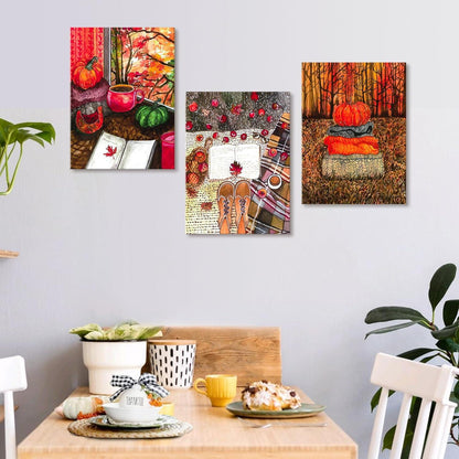 Premium Leinwandbilder Kunstdruck 30x40cm 3er-Set Holzrahmen Wandkunst