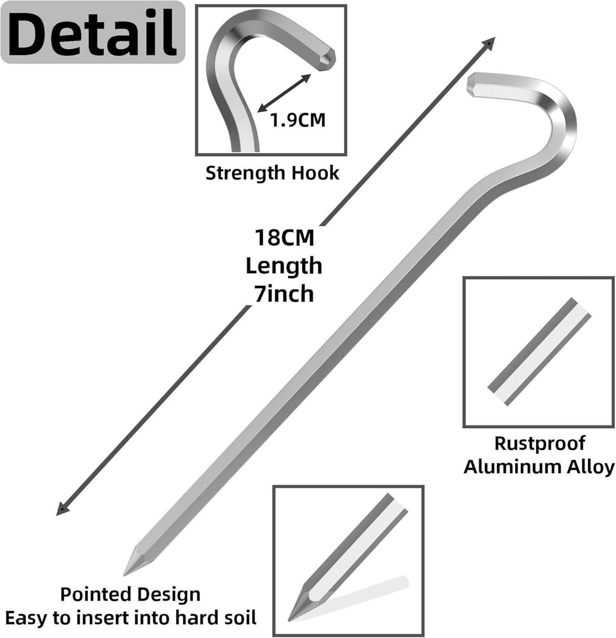 20 Zeltheringe 18cm Aluminium Vorzelt Heringe Camping
