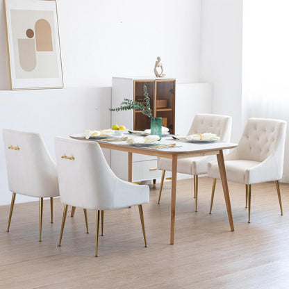 Samt Esszimmerstühle 4er Set – Modern & Bequem in Beige