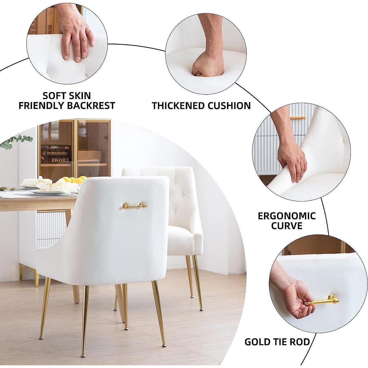 Samt Esszimmerstühle 4er Set – Modern & Bequem in Beige