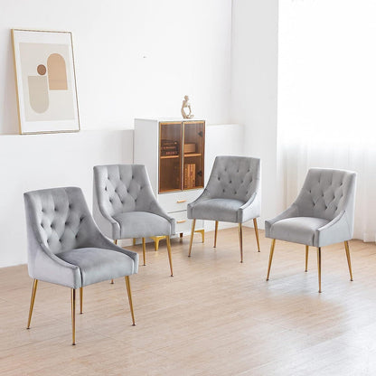 Samt Esszimmerstühle 2er Set – Modern & Bequem (Grau)